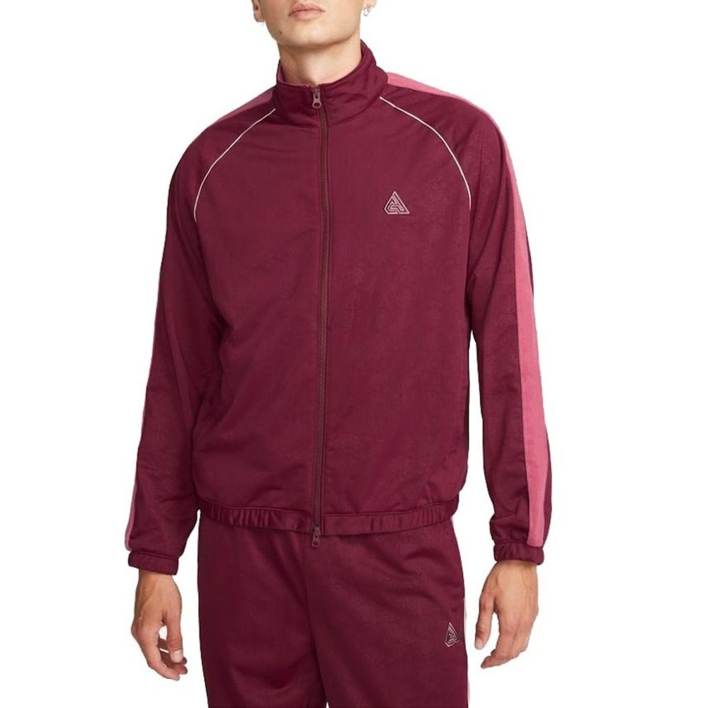 Nike Giannis Basketball Track Jacket Full Zip Lightweight Burgundy Mens Size S